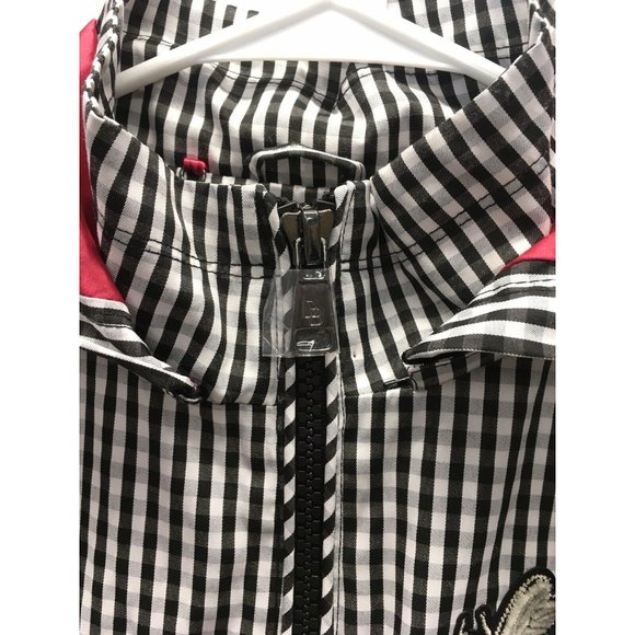 Dennis Basso Water Resistant Gingham Anorak Jacket Embellished Black White - Picture 6 of 11